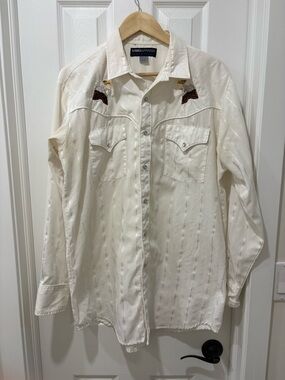 Vintage Embroidered Western Eagle Pearl Snap Shirt men’s large